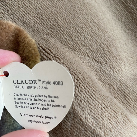 Claude the crab beanie baby - Picture 6 of 13